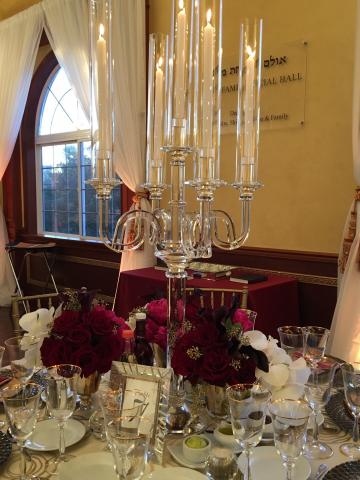 "Ilan" Crystal Candelabra Centerpiece for Wedding and Event Rental