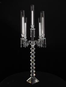 Crystal Candelabra and Flower Stand with Taper Candle cover for Weddings and Events for Rental