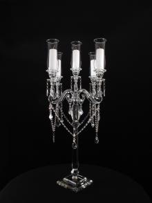 Crystal Candelabra Centerpiece with Hurricanes 8.5" High for Weddings and Events for Rental