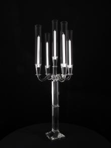 Crystal Candelabra with Taper Candle Covers for Centerpiece for Wedding and Event Rental
